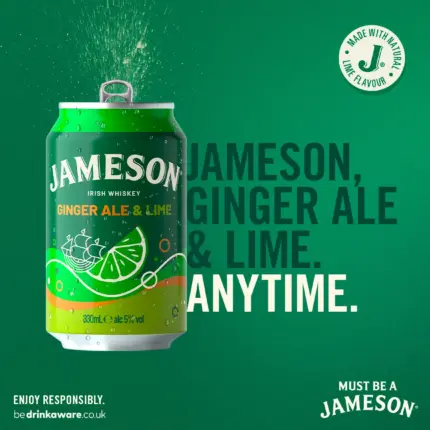 Jameson Irish Whiskey Ginger Lime Ready To Drink Pre Mixed 330mL 2